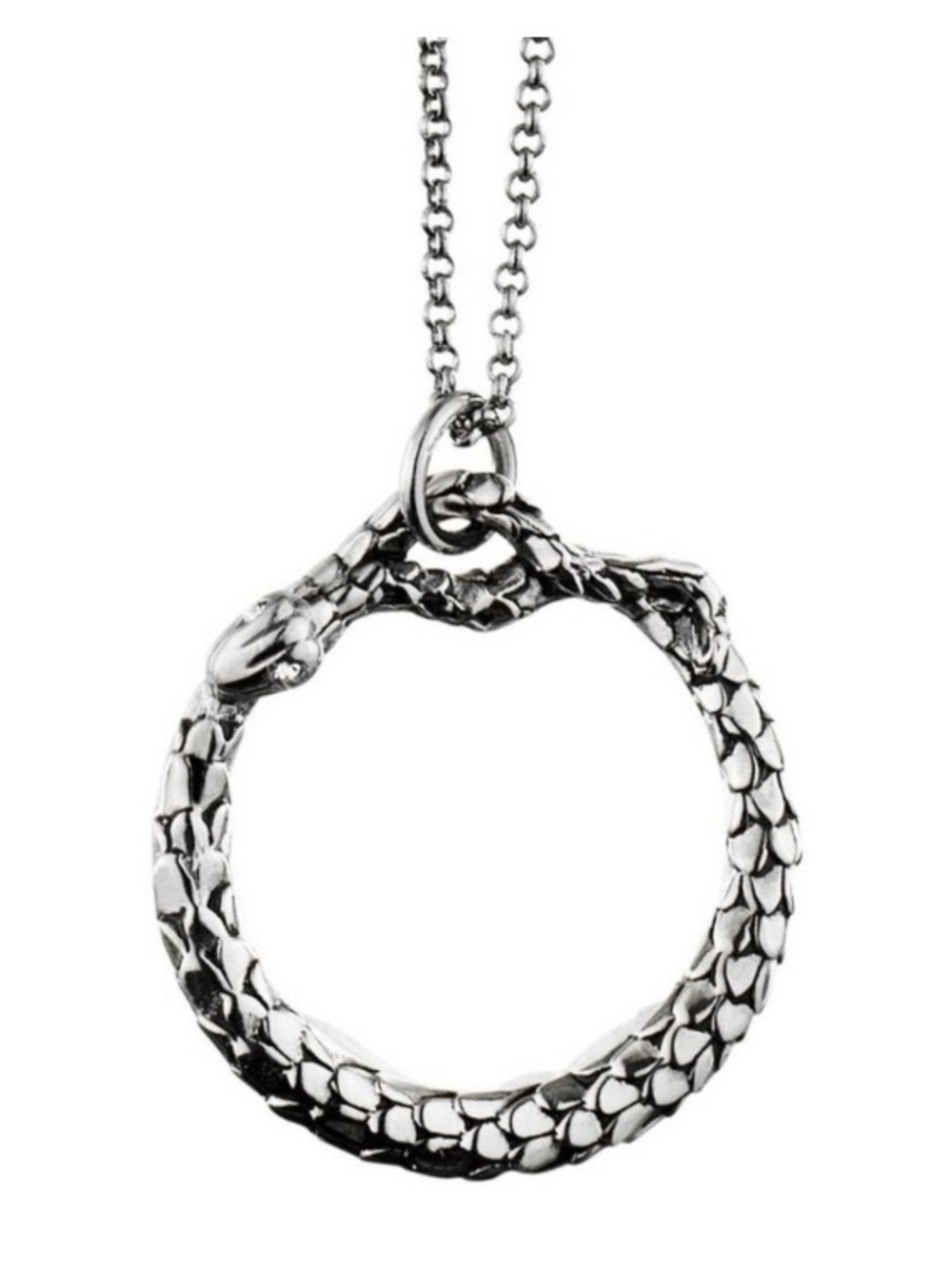 NWOT Dyrberg/kern Silver Snake Ouroboros Circle Pendant Necklace